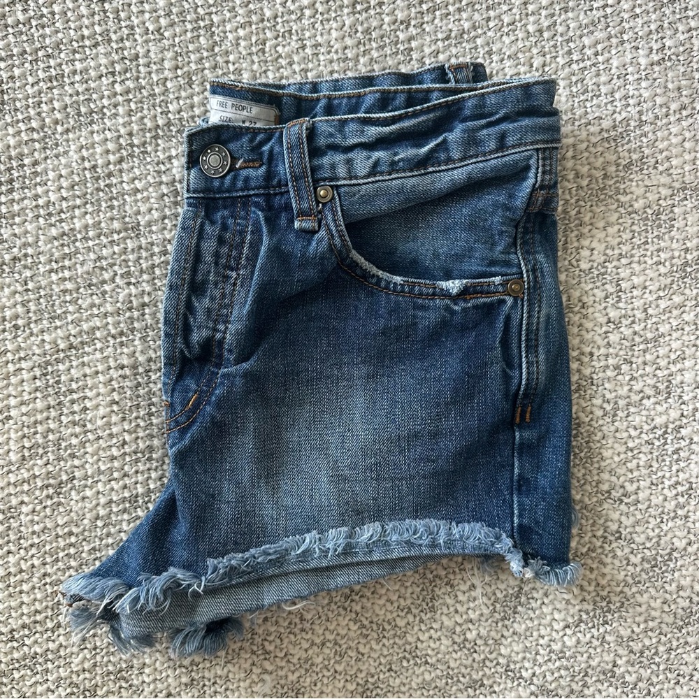 Free People Festival Style Blue Denim Shorts